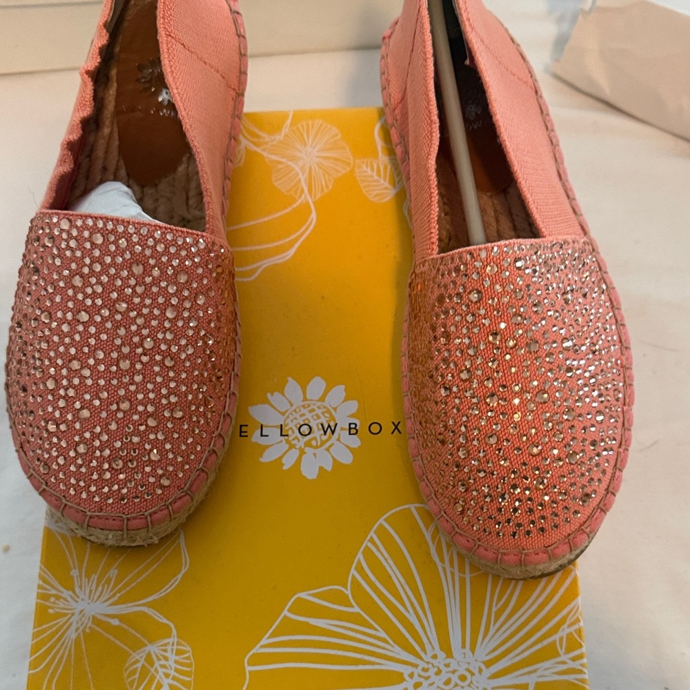 Yellow Box Peach Espadrilles with Rhinestones